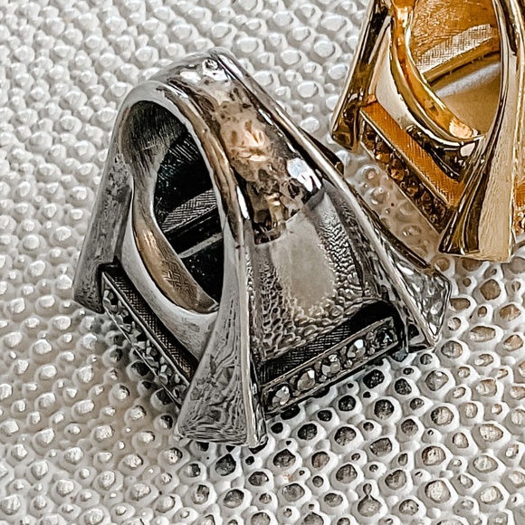 JUDITH LEIBER | Crystal Christo Cocktail Ring | Obsidian & Gunmetal | size 7 - Picture 10 of 14
